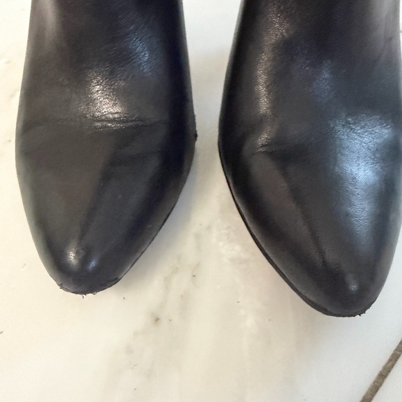 Joie womens 6-6.5 euro 36.5 black soft leather cone heel almond toe midcalf boot - Picture 4 of 9